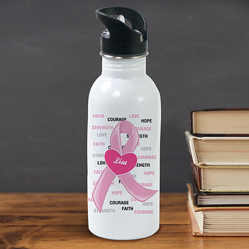 Pink Ribbon Sports Water Bottle Breast Cancer Awareness Event Water
